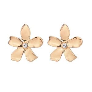 Gold Tone and Crystal Flower Post Earring